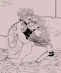 2 Character Fullbody w/ Background Lineart Comm