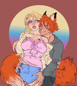 Half Body 2 Characters Flat Color Simple Style Comm